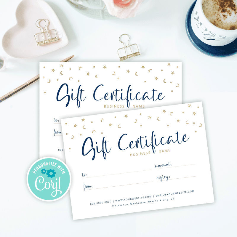 celestial business gift certificate template