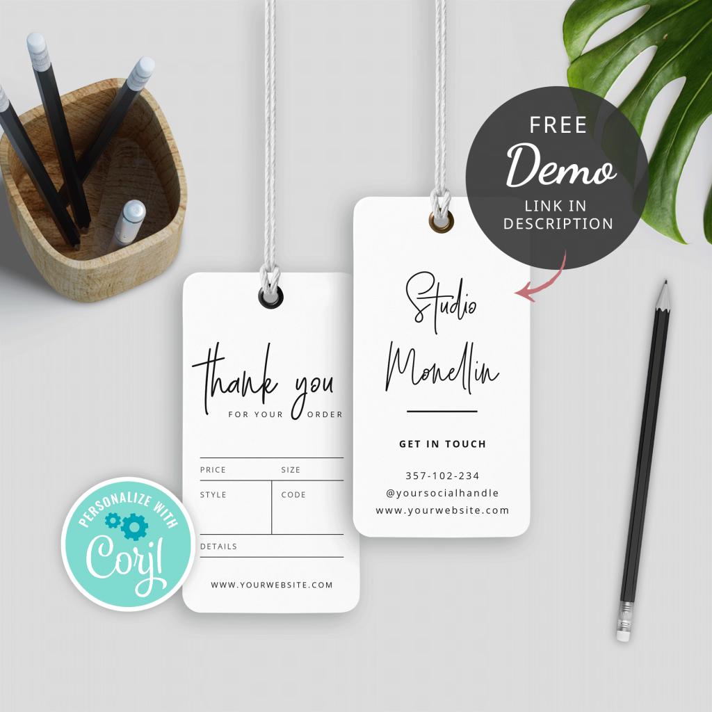 Hang Tag Template - Editable and Printable Thank You Labels - DIY