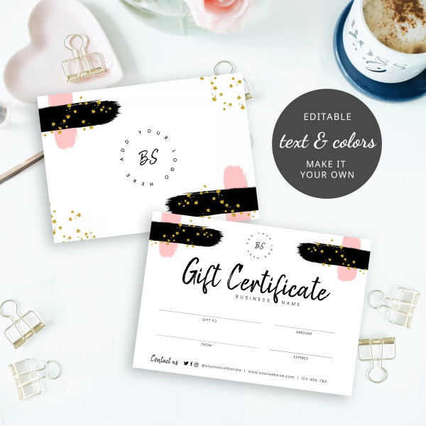DIY Gift Certificate Template - Printable Small Business Gift Voucher
