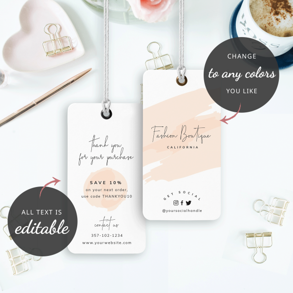 Printable Swing Tags - Editable Hang Tag Template - Instant Tags