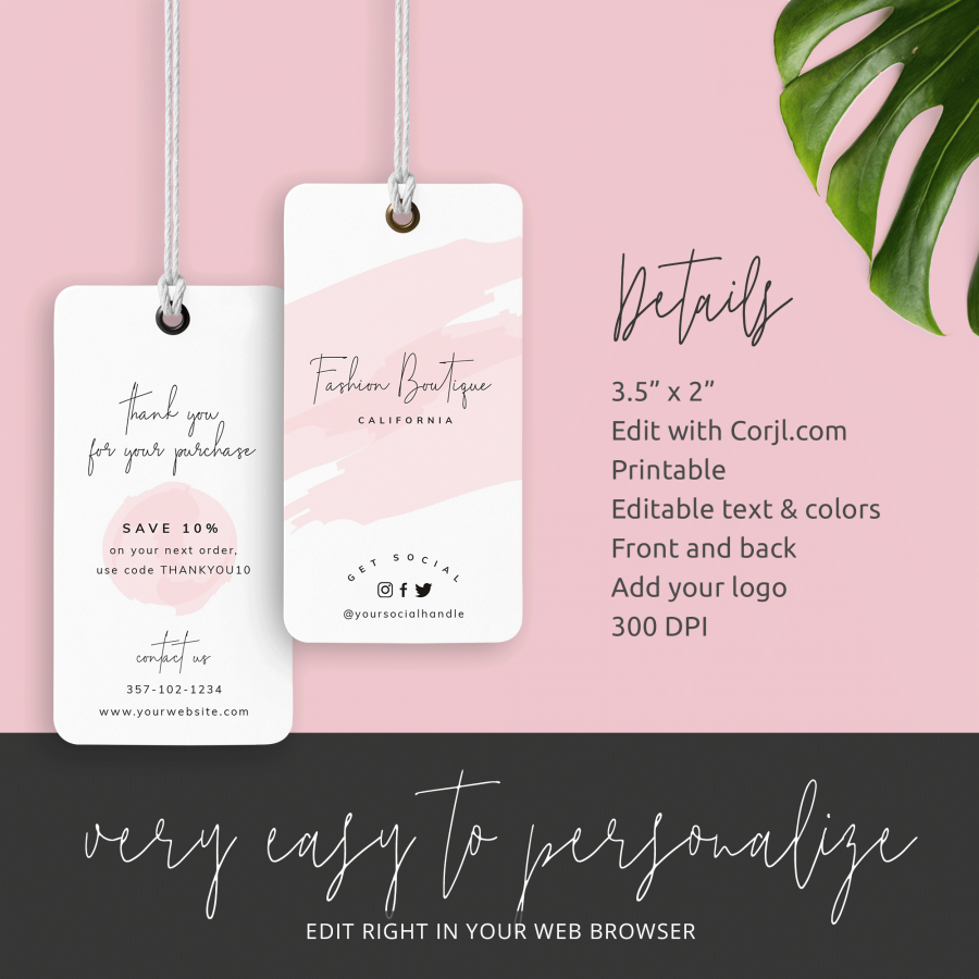 Printable Swing Tags - Editable Hang Tag Template - Instant Tags