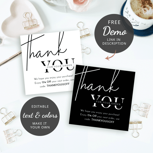 MINI Thank You Card Template - Printable Business Thank You Cards