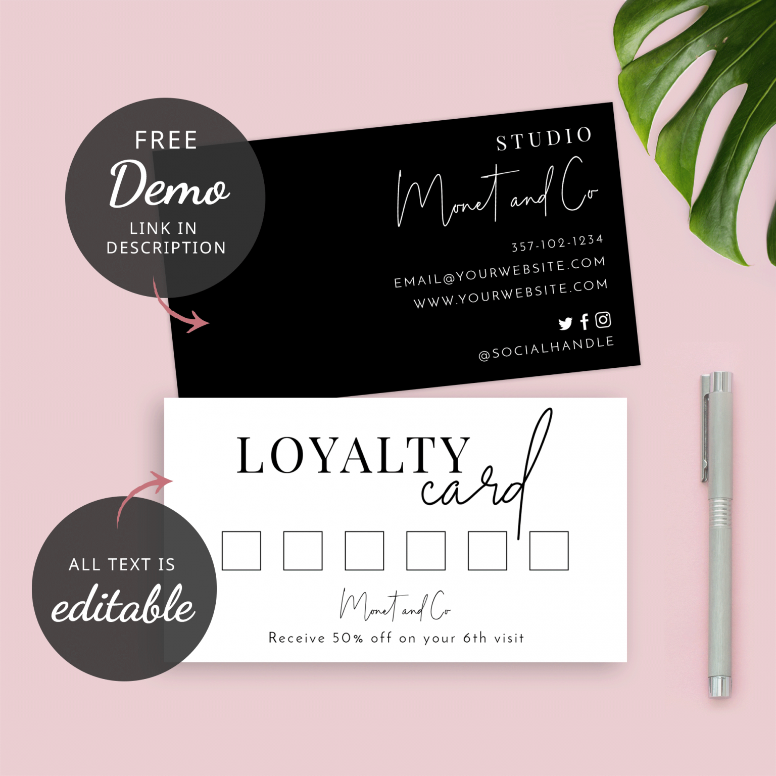 Fully Editable Loyalty Card DIY Rewards Card Digital Download