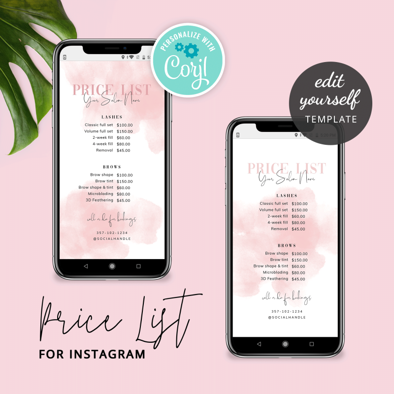 pink watercolor business instagram story template