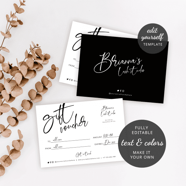 Black and White Gift Voucher Template - Minimal Design Gift Card