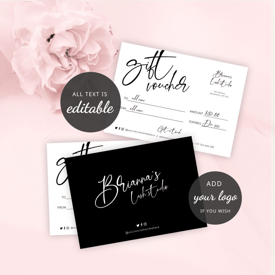Black and White Gift Voucher Template - Minimal Design Gift Card