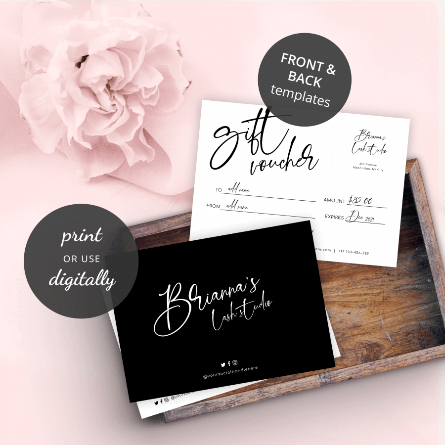 Black and White Gift Voucher Template - Minimal Design Gift Card
