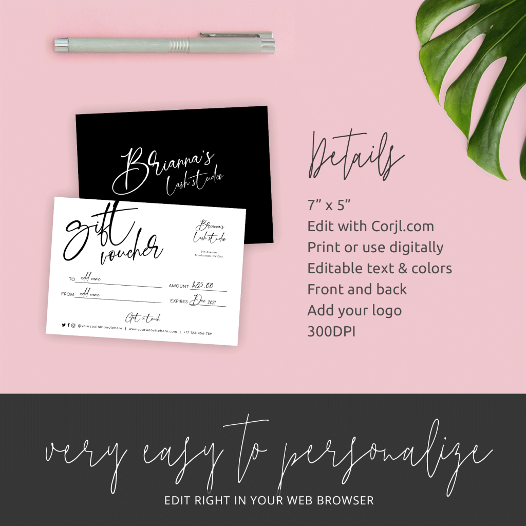 Black and White Gift Voucher Template - Minimal Design Gift Card