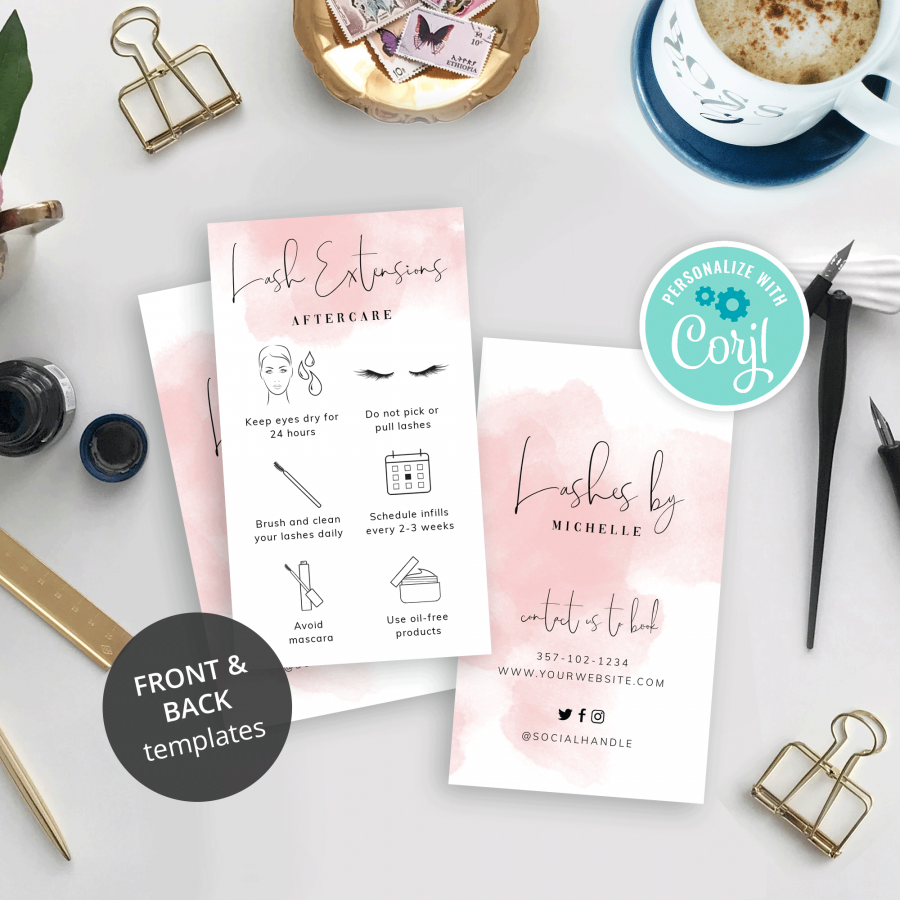 Eyelash Extension Aftercare Instructions Template: Lash Post Care