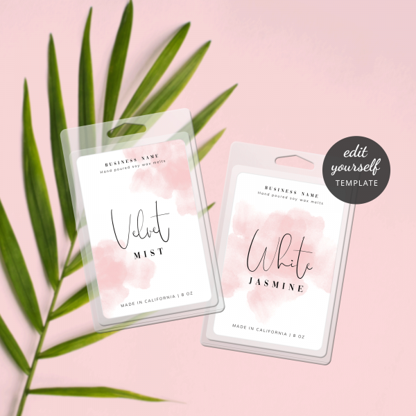 printable wax melt labels watercolor clamshell sticker