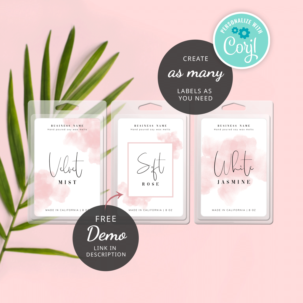 printable wax melt labels watercolor clamshell sticker template