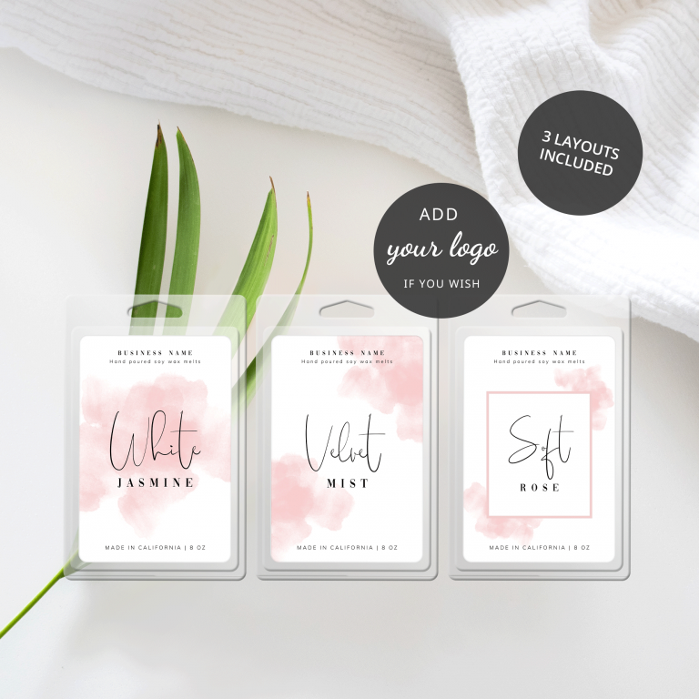 printable wax melt labels watercolor clamshell sticker