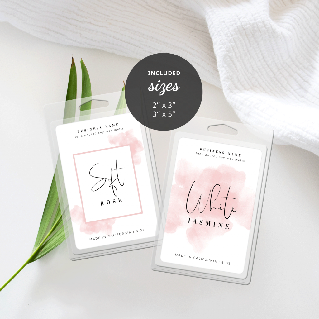 printable wax melt labels watercolor clamshell sticker