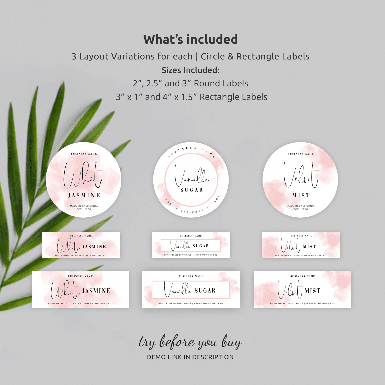 Customizable Tin Label Templates - DIY Watercolor Product Labels