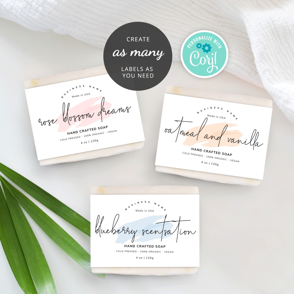 Soap Bar Belly Band Label Template - Custom Labels - Watercolor