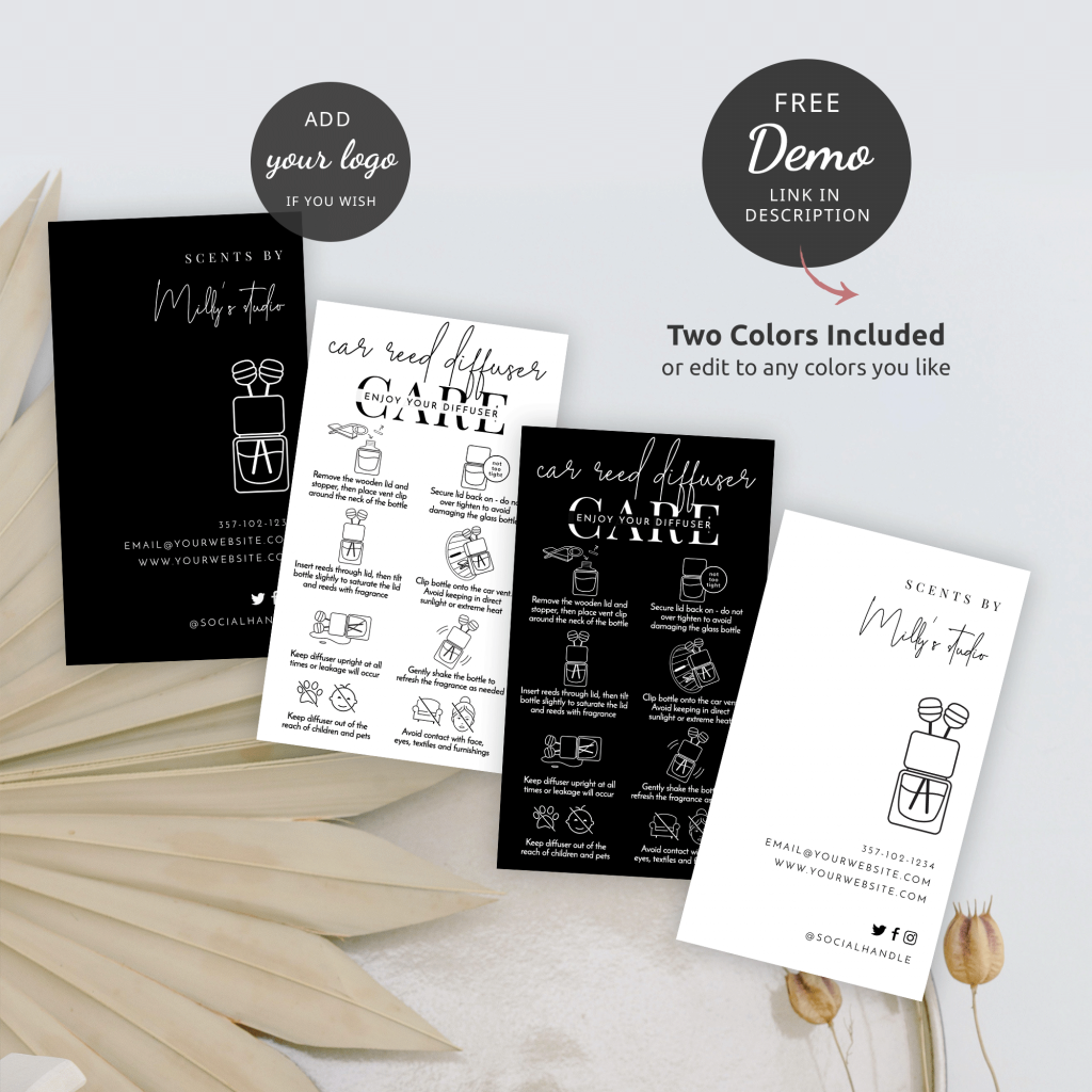 Reed Diffuser Directions Template: Car Air Freshener Instructions
