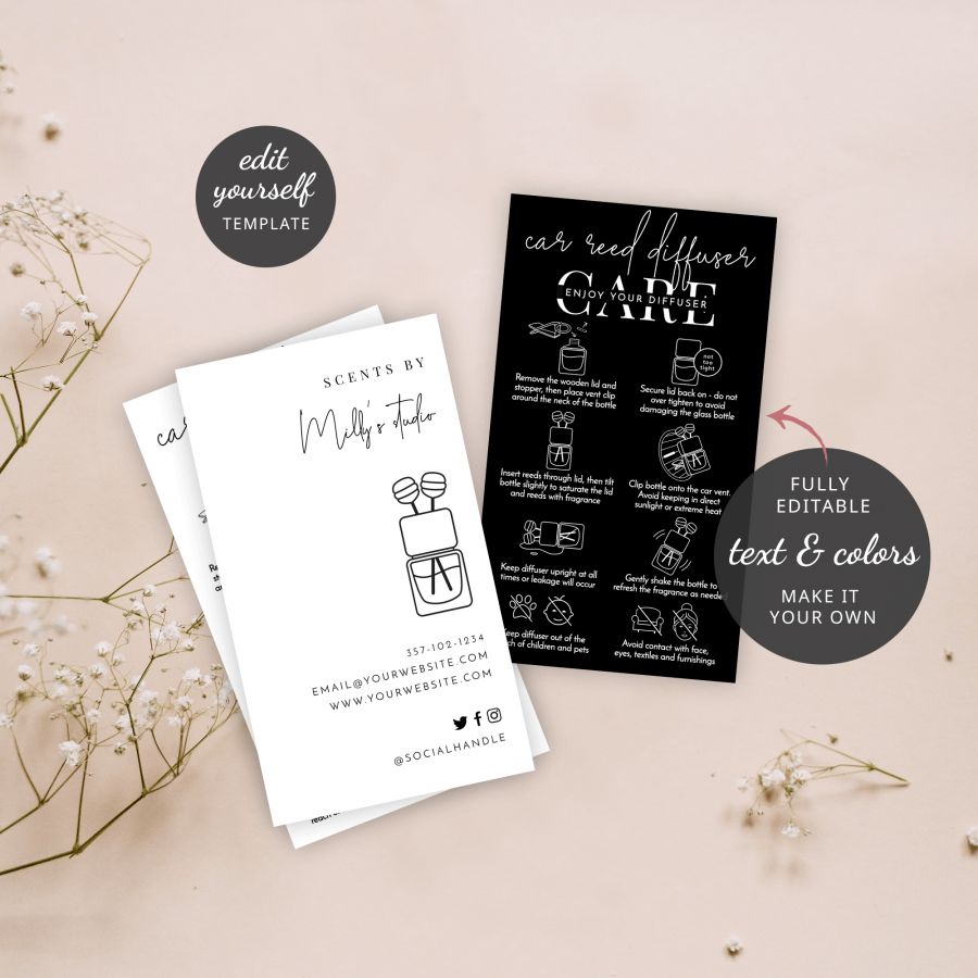Reed Diffuser Directions Template: Car Air Freshener Instructions
