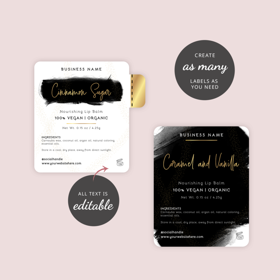 Lip Balm Label Template: Customizable Branding Chapstick Labels