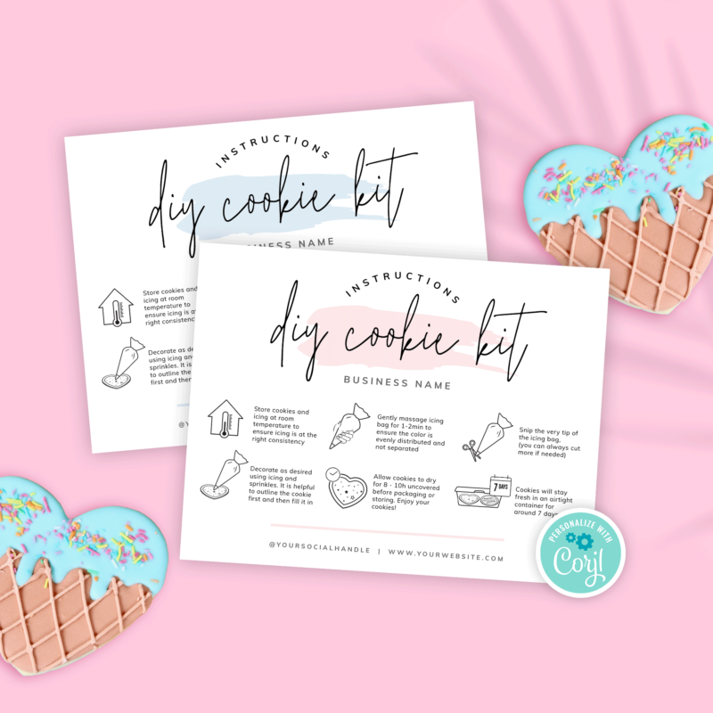 Feminine DIY Cookie Kit Instructions Template