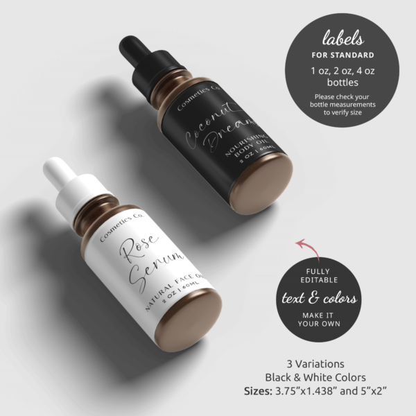 Bottle Label Template: DIY 1, 2 &amp; 4 oz Bottle Packaging Designs
