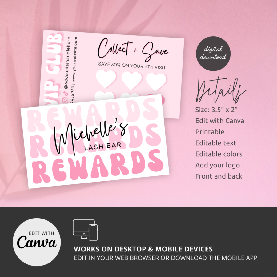 Business Rewards Cards: Retro Groovy Nostalgia Canva Template