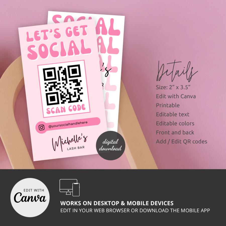 Social Media Business Card Template: QR Code Cards Canva