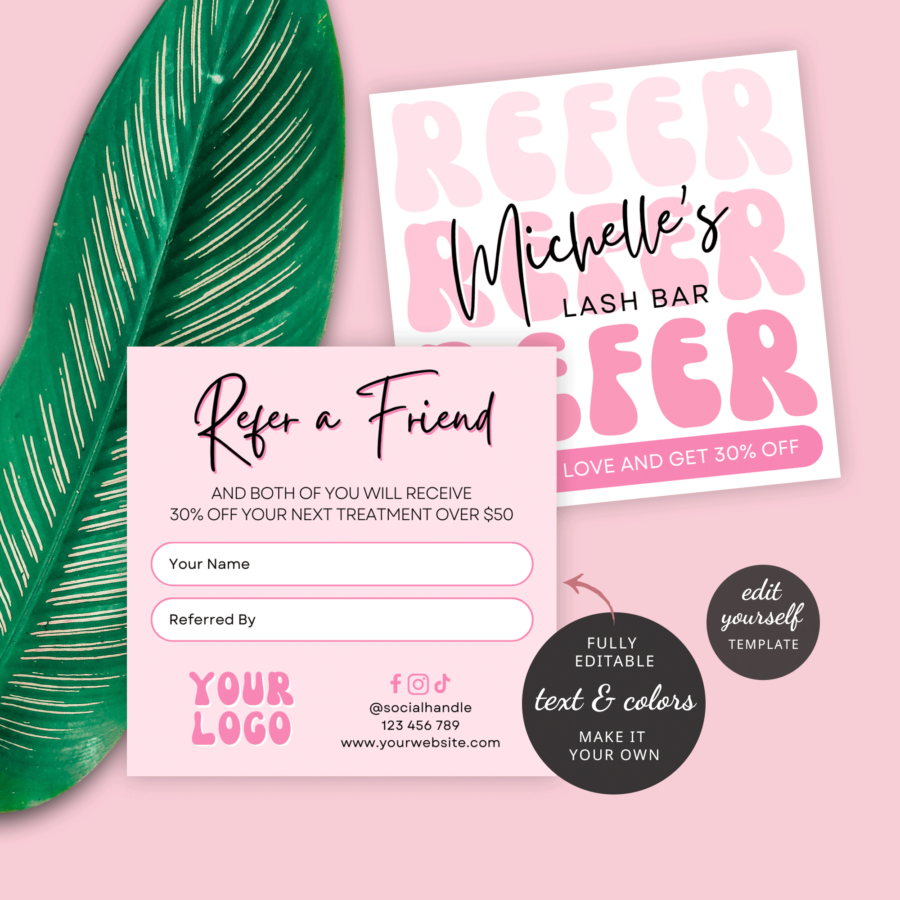 Refer A Friend Template: Custom Canva Business Referral Cards Refer A Friend Template: Custom Canva Business Referral Cards
