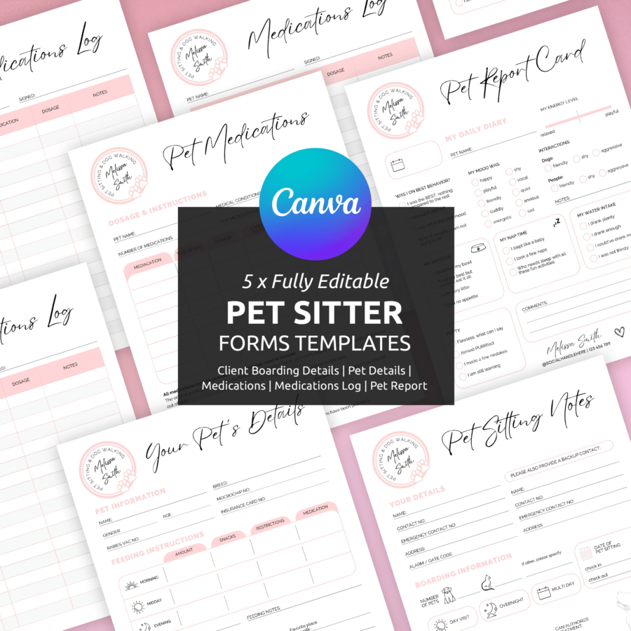 Pet Care Instructions Template: Pet Sitter Checklist &amp; Forms Canva
