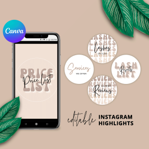 Neutral Beige Groovy Instagram Highlights Canva Template PGR1