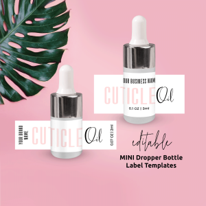 Cuticle Oil Bottle Label Templates Feminine Blush Pink and White